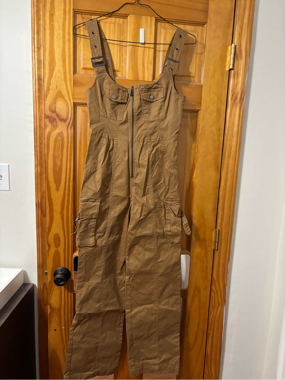 Urban Outfitters Brown Cargo Jumpsuit with Front Zip